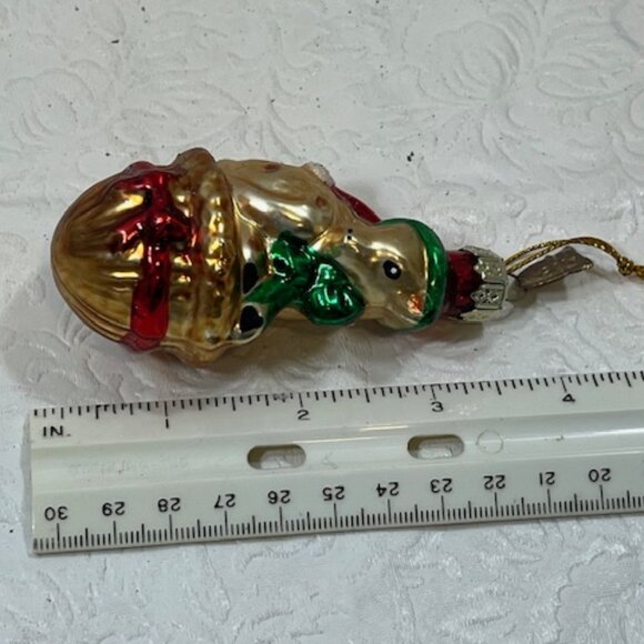 VTG Baby Deer Hand Blown Glass Glitter Christmas Tree Ornament 2"x3.25" - Picture 9 of 10